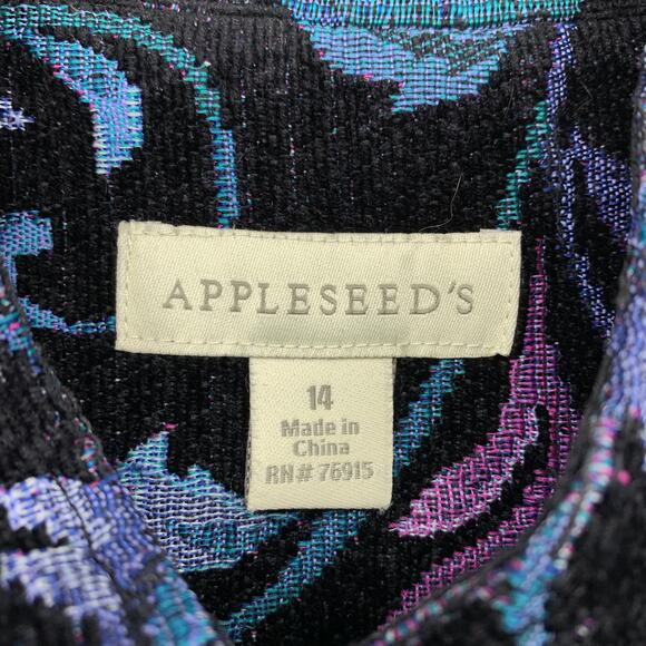 Vintage 90s Appleseeds Tapestry Blazer Jacket Womens Size Medium Floral Print - Picture 5 of 6